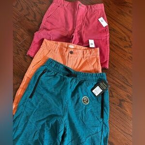 new 3 boys shorts. Peach & red-old navy size 12.  blue from target size 12-14.